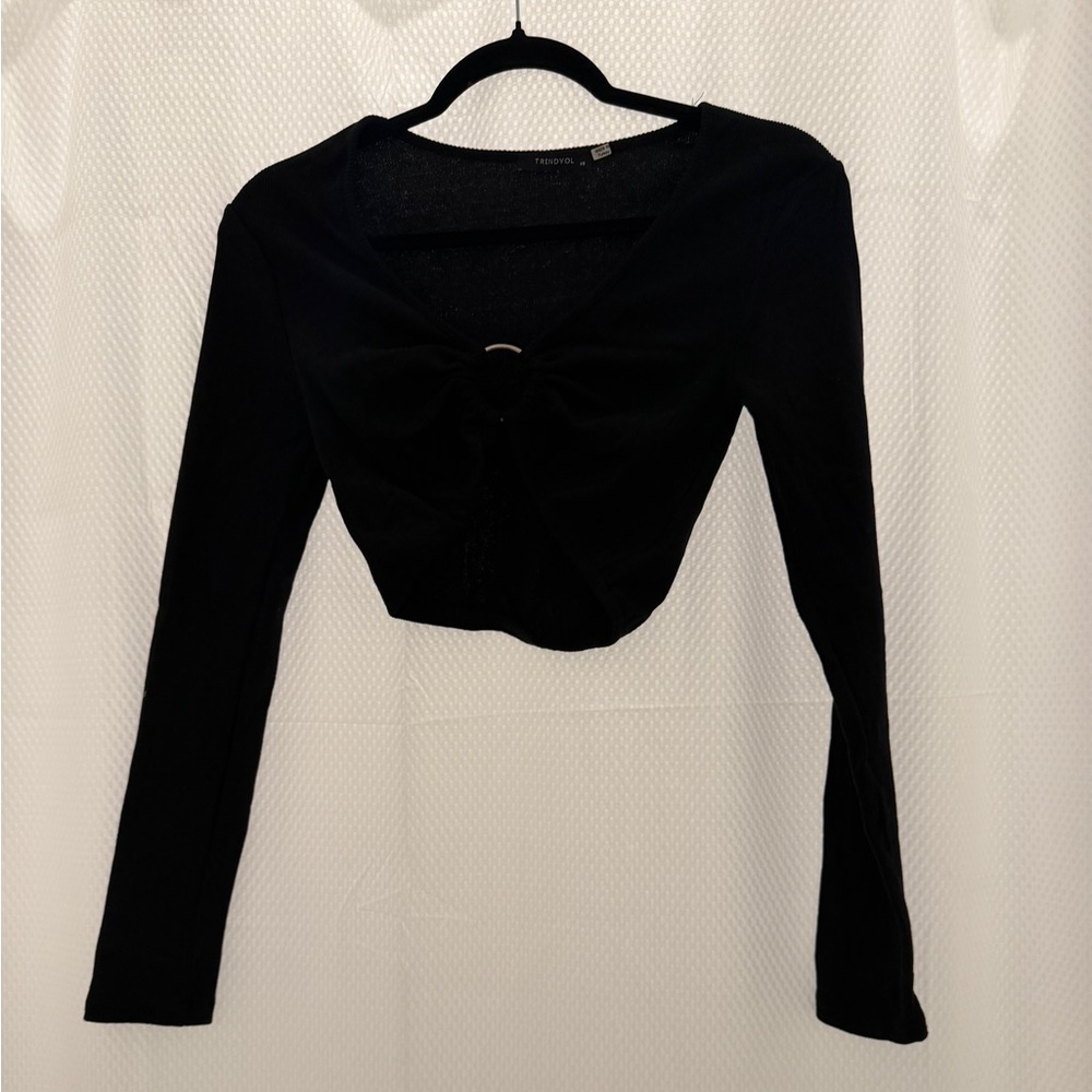 Trendyol Black Long Sleeve Crop Top